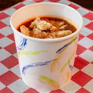 Tomato basil Soup, with pesto, croutons and parmesan (16 oz bowl)